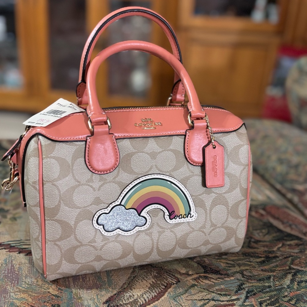 NWT COACH Signature C Rainbow Motif Mini Bennett Satchel Purse